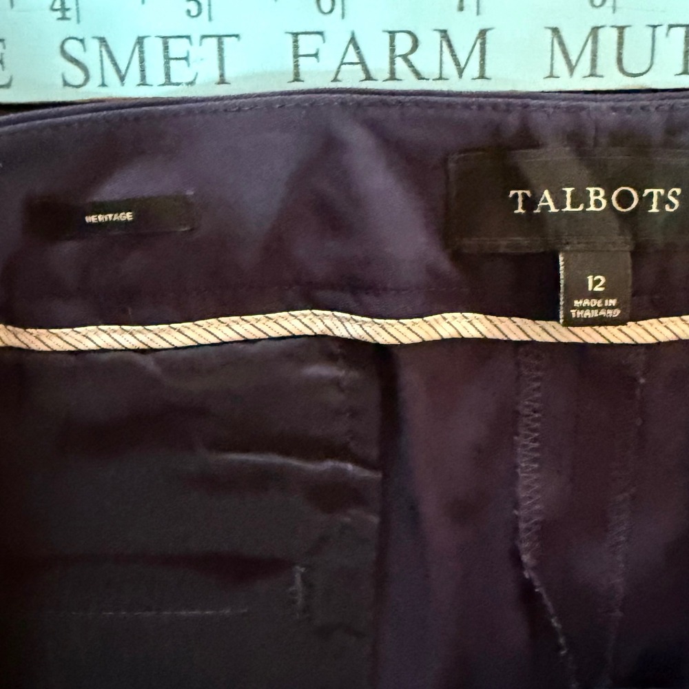 Talbots Heritage Navy Blue 100% Cotton Straight Leg Dress Pants Womens 12 - Picture 4 of 6